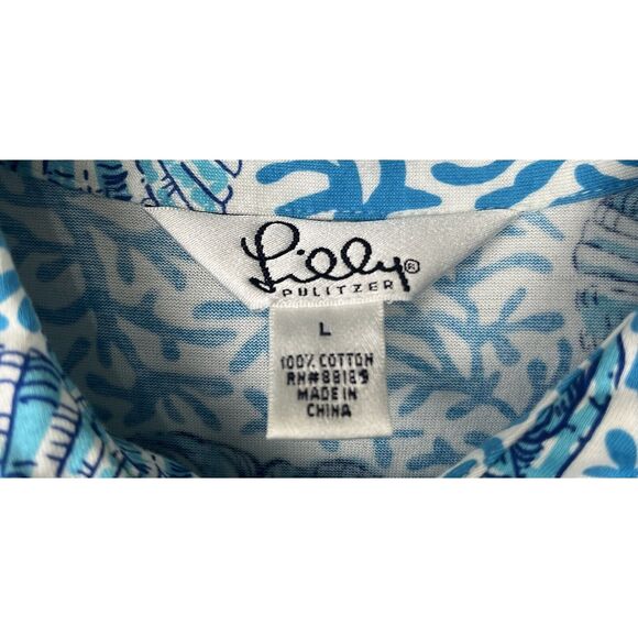 Vintage Lilly Pulitzer Blue and White Short Sleeve - Picture 3 of 5